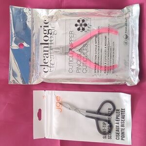 NWT Pink Cuticle Nipper and Slant Tip Tweezer